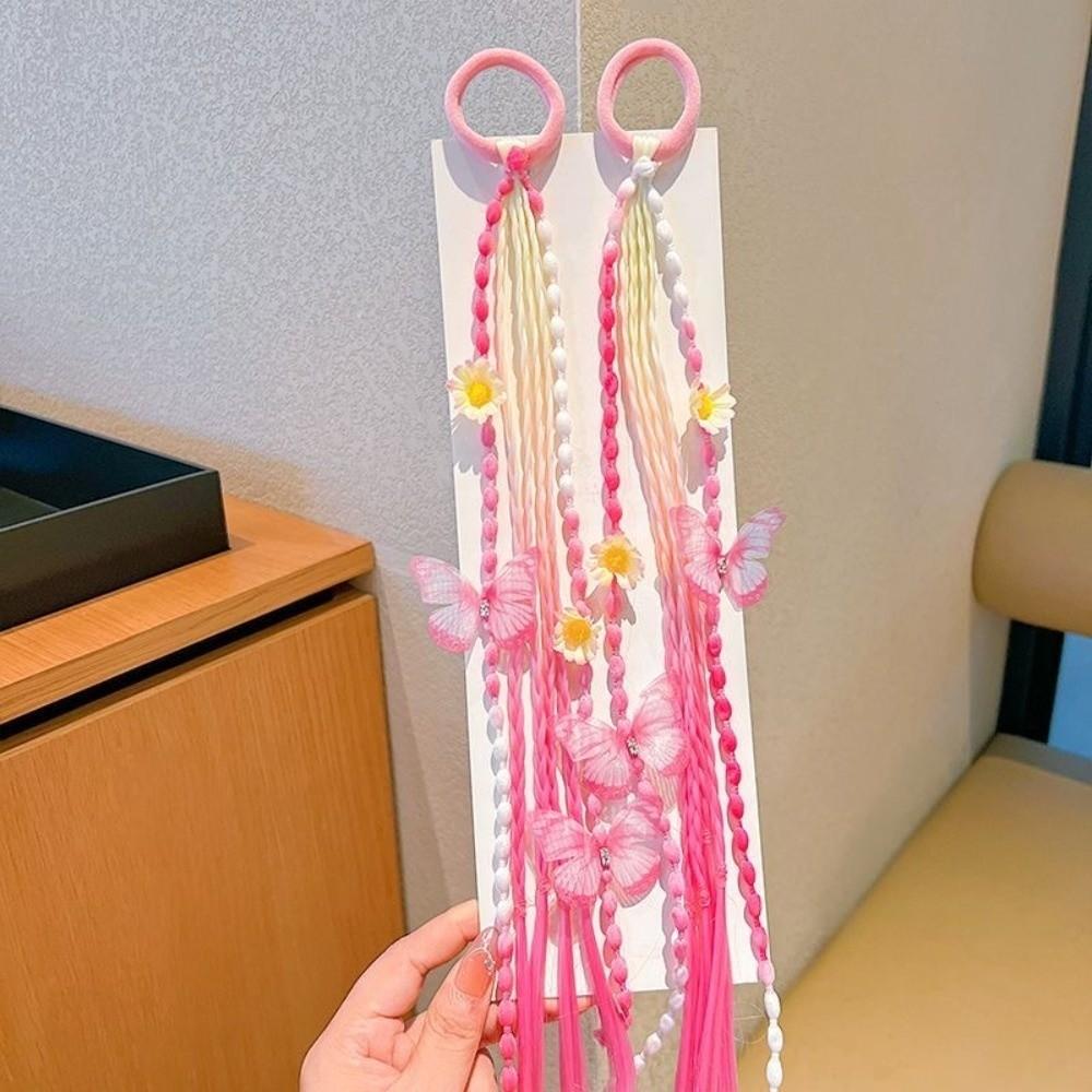 Adjustable Colorful Wigs Ponytail Rubber Band Elastic Hair Ornament Cute Braided Head Rope Daily