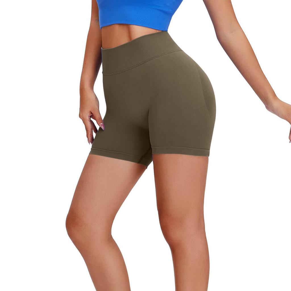 Pantalones Cortos Deportivos Levanta Glúteos para Mujer Cintura Alta Sin Costuras Gimnasio Yoga Booty Shorts