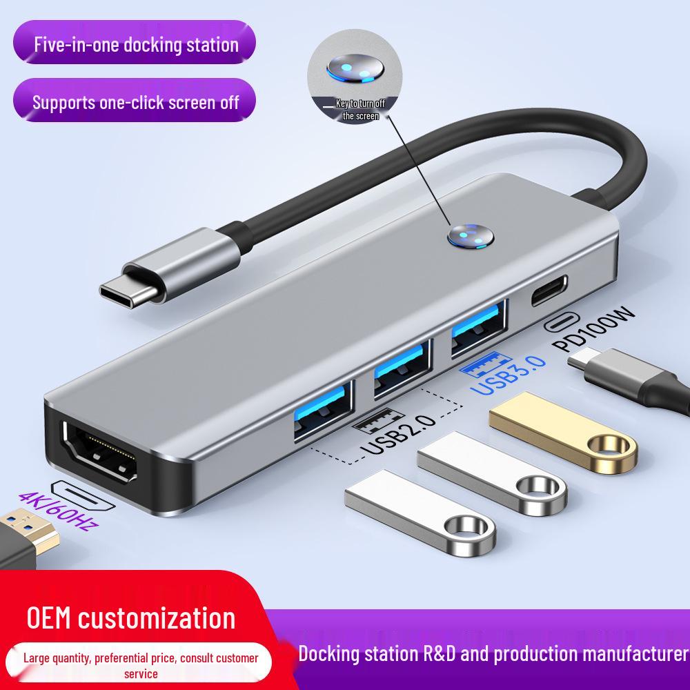 4K Type-C Hub with Screen Projection & One-Key Screen Off Feature