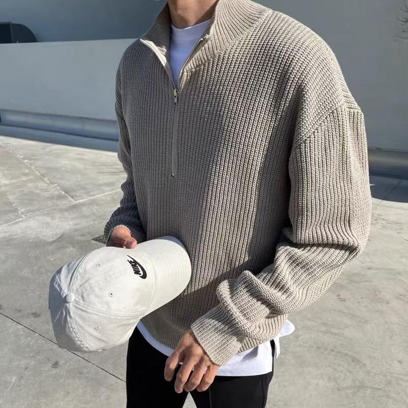 Men's Trendy Half-Zip Stand Collar Cardigan Sweater