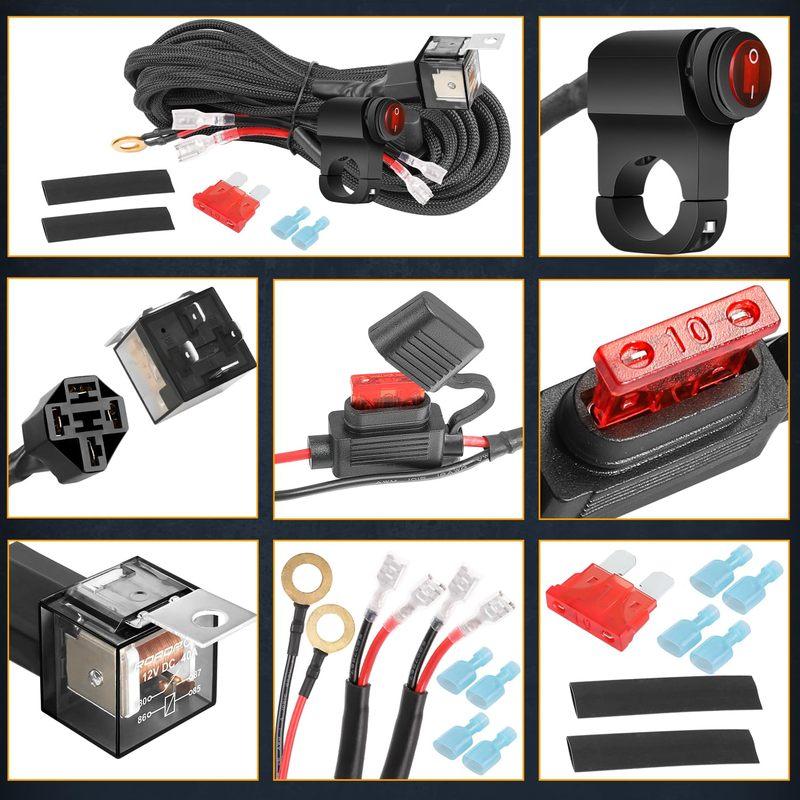 Motorcycle Spotlight Switch Light Bar/Work Light Fog Light On/Off Nylon Wiring Harness for Car Boat Truck 120W Cable Accessories