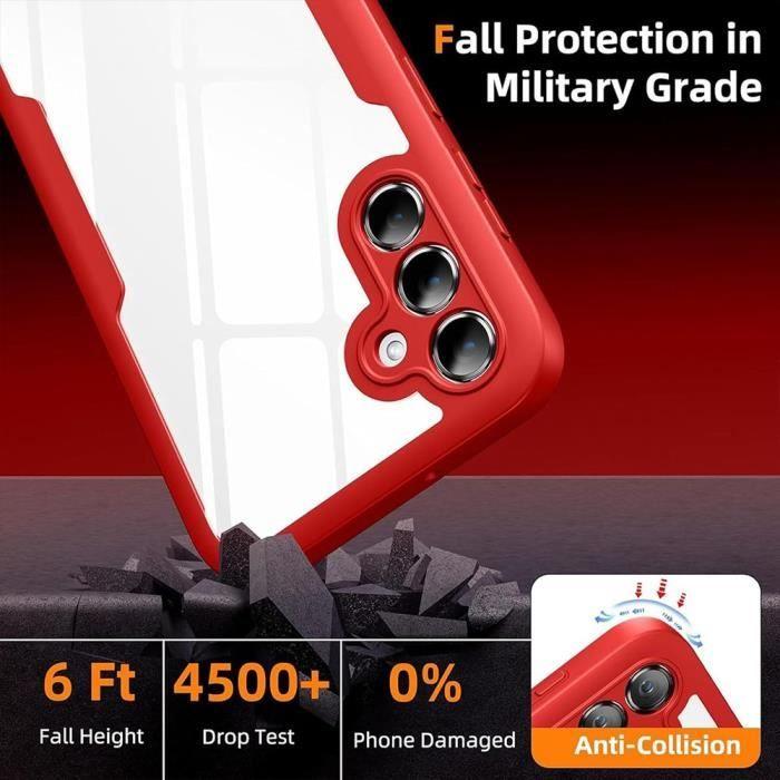 Coque pour Samsung Galaxy S25 Plus (Galaxy S25+) Protection Intégrale Avant TPU Souple et Arrière PC Rigide- Rouge