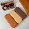 Protective Eyewear Container Vintage Wood Grain Metal Eyeglasses Case, Large Frame Sturdy Protection Portable Eyeglass Holder for Women Men