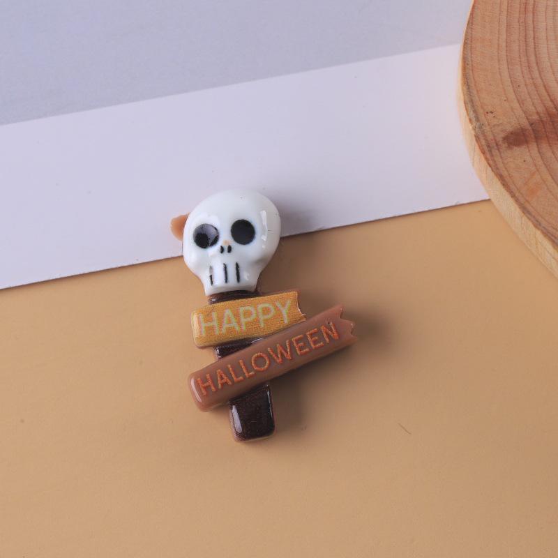 

Украшения из смолы на Хэллоуин, сделанные вручную, полукруглые: Нашивки с тыквой, черепом и привидением