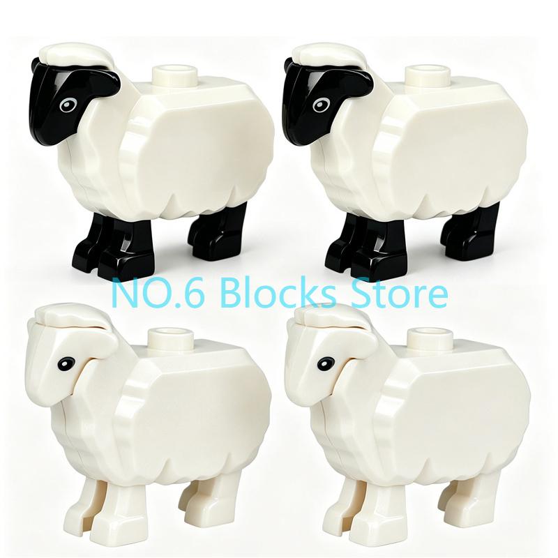 MOC Animal Building Blocks Sheep Dog Wolf Dolphin Pig Whale Elephant Educational Small Particle Zoo Scene Gift DIY Brick Toy S15
