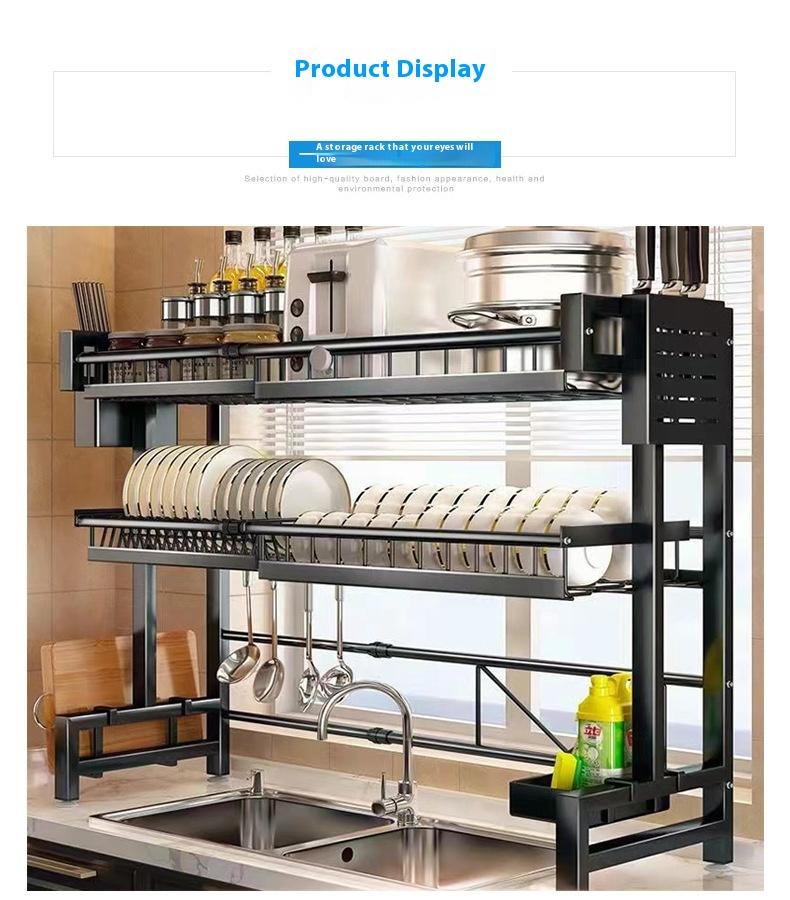 Multifunctional Retractable Kitchen Sink Carbon Steel Drain Rack Washing Rag Bowl Rack Chopsticks Knife Storage Rack