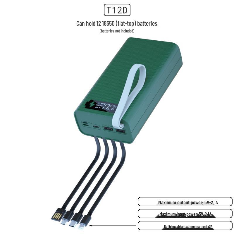 Solderless 4-Wire 12-Section 18650 Power Bank Kit with Ultra-Fast Disassembly
