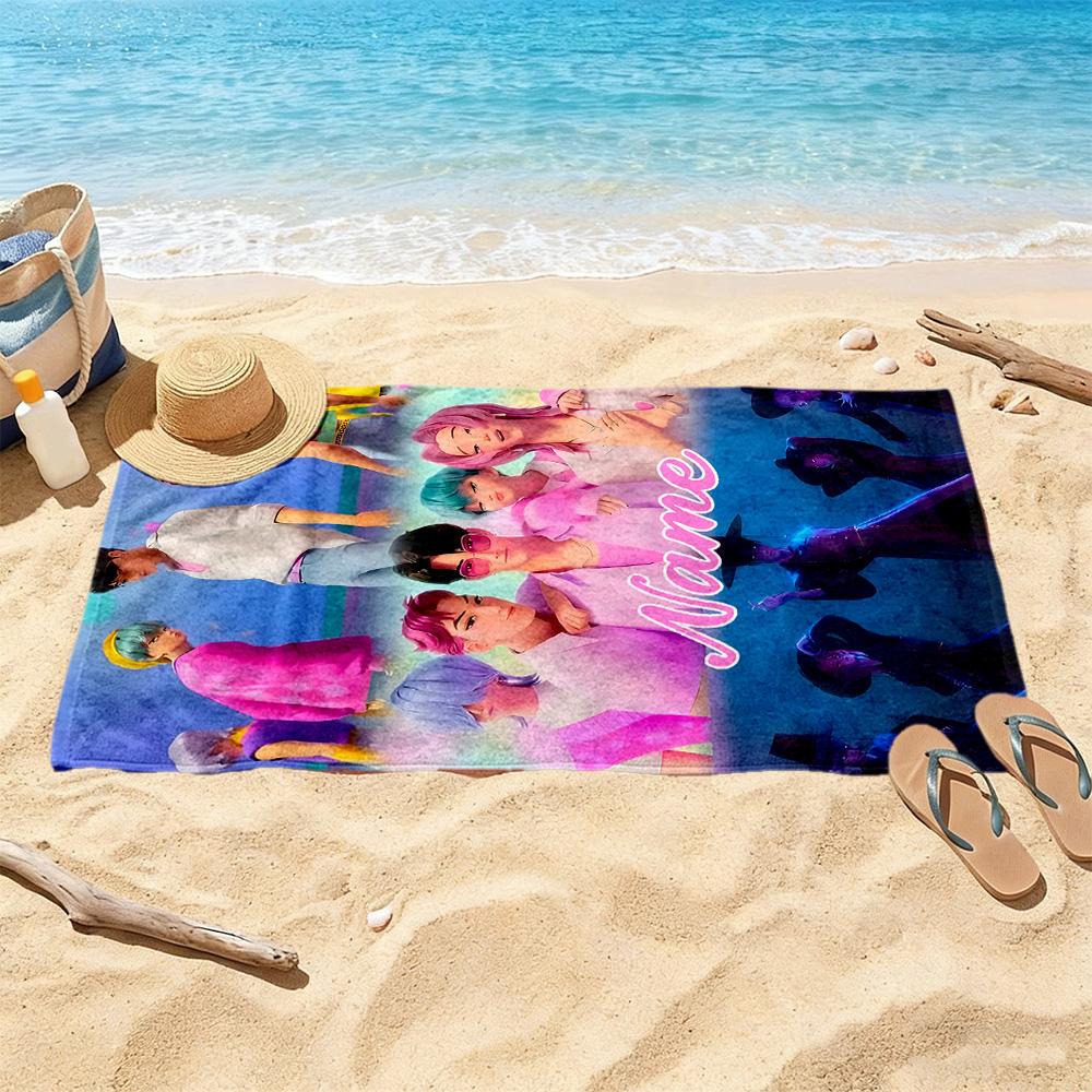 Vibrant Fashion Show Customize Your Name Beach Towel Super Soft Microfiber Quickdry Fabric