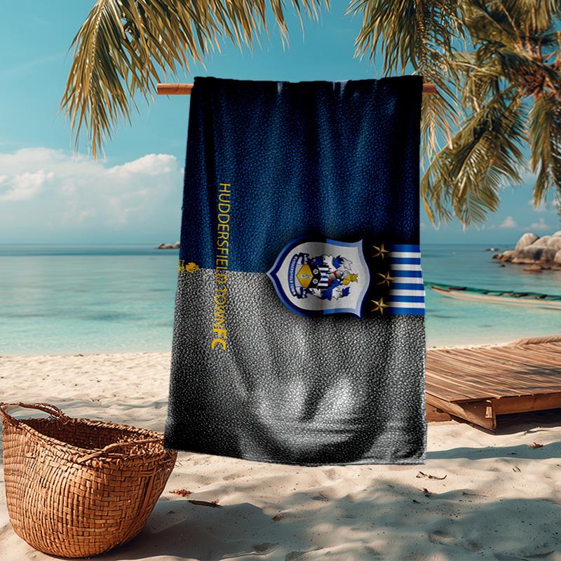 1PC Huddersfield Football Crest Beach Towel - Soft, Absorbent Microfiber, Lightweight, Ideal for The Beach, Parties, Travel, Camping Fan Gifts