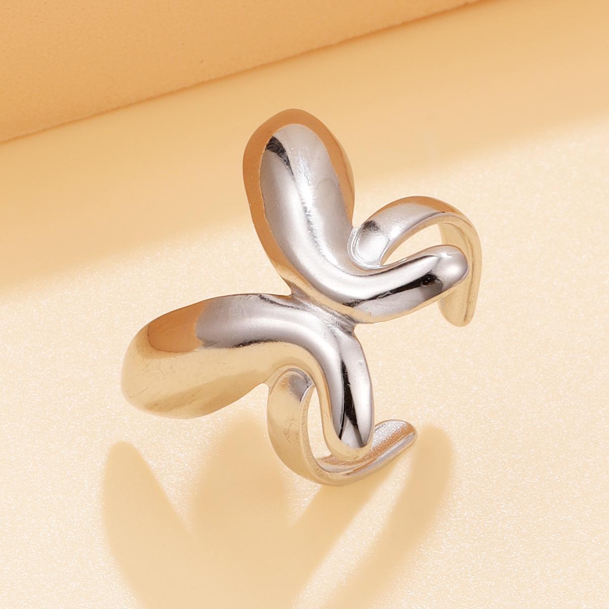 Sweet Cream Rabbit Ear Ring: Cute 18K Gold-Plated Stainless Steel Animal Jewelry