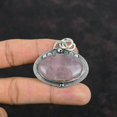 Rose Quartz Pendant 925 Sterling Silver Pendant Handmade Pendant Rose Quartz Jewelry Genuine Gemstone Pendant Silver Jewelry Gifts For Wife