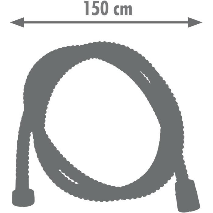 Flexible de douche - ROUSSEAU - Écrous métal - Sertis de sécurité - Longueur 1m50 - Inox chromé simple agrafage