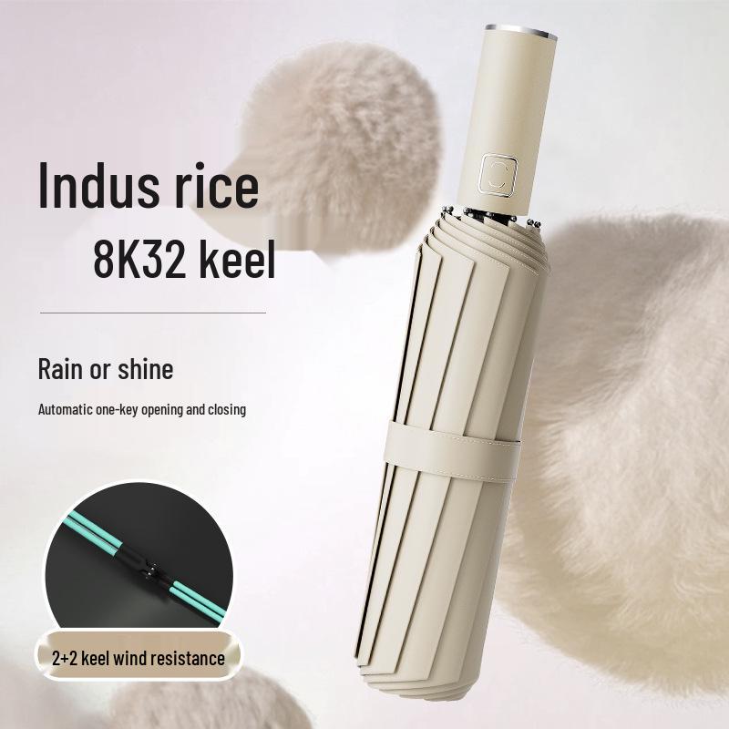 Guarda-chuva dobrável automático de dupla utilização masculino: À prova de vento, proteção solar e chuva, personalizável