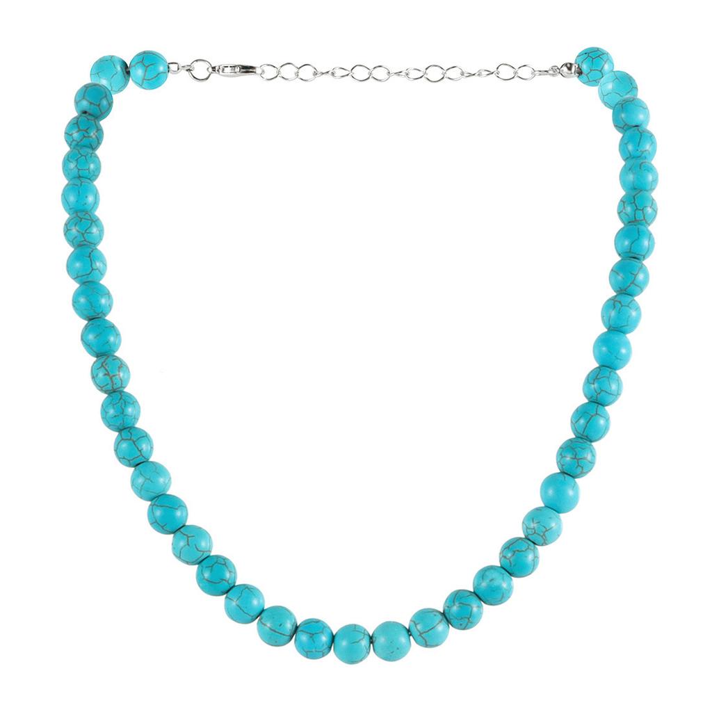 Simple Retro Turquoise Beaded Necklace Personalized Short URL Collarbone Chain Stackable Neck Chain