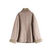 Maslan Autumn and Winter Fashion Faux Fur Scarf Ivory Button Woolen Coat