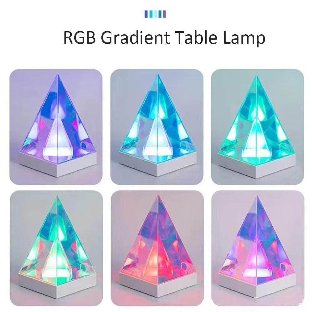 USB-wiederaufladbare LED-Pyramidenwürfel-Nachtlicht Mischfarbenwürfel Dekorative Tischlampe Nachttischlampe