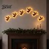 Christmas Fireplace Wall with Warm Lamp LED Wooden Angel Art 12Pcs Silhouette Light Festive Backlit