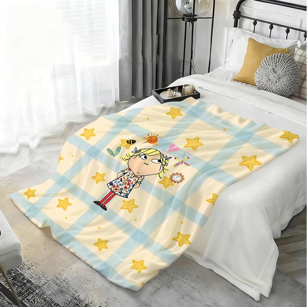 Anime Charlie und Lola Überwurf Kinderfreundliche Flanell-Kuscheldecke Weich Warm Antistatisch Waschbar Ganzjahres