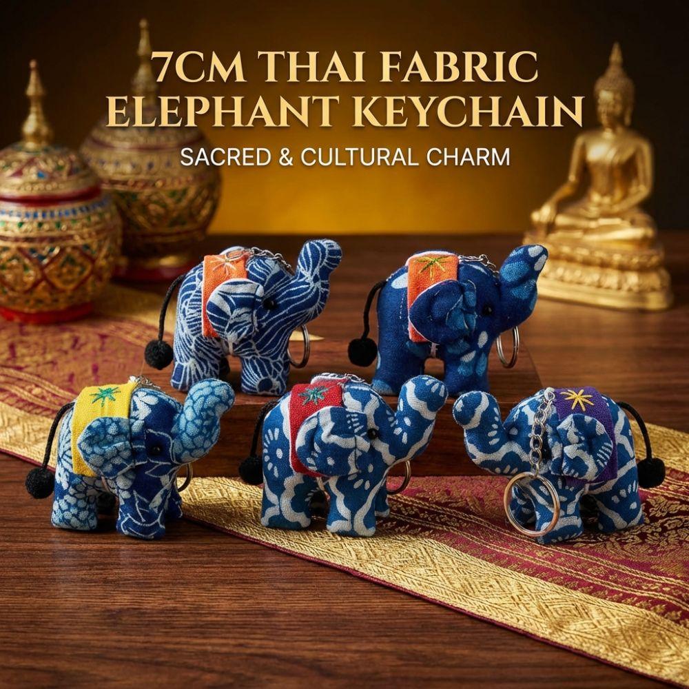 Traditional Thai Fabric Elephant Keychain Handmade Animal Plush Pendant Random Color DIY Bag Pendant Charms Cultural Souvenir