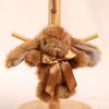 Bunny Plush Keychain Soft Long-Hair Stuffed Rabbit with Satin Bow Metal Clip Decorative Satin Bow Charm for Bags Backpacks Keys