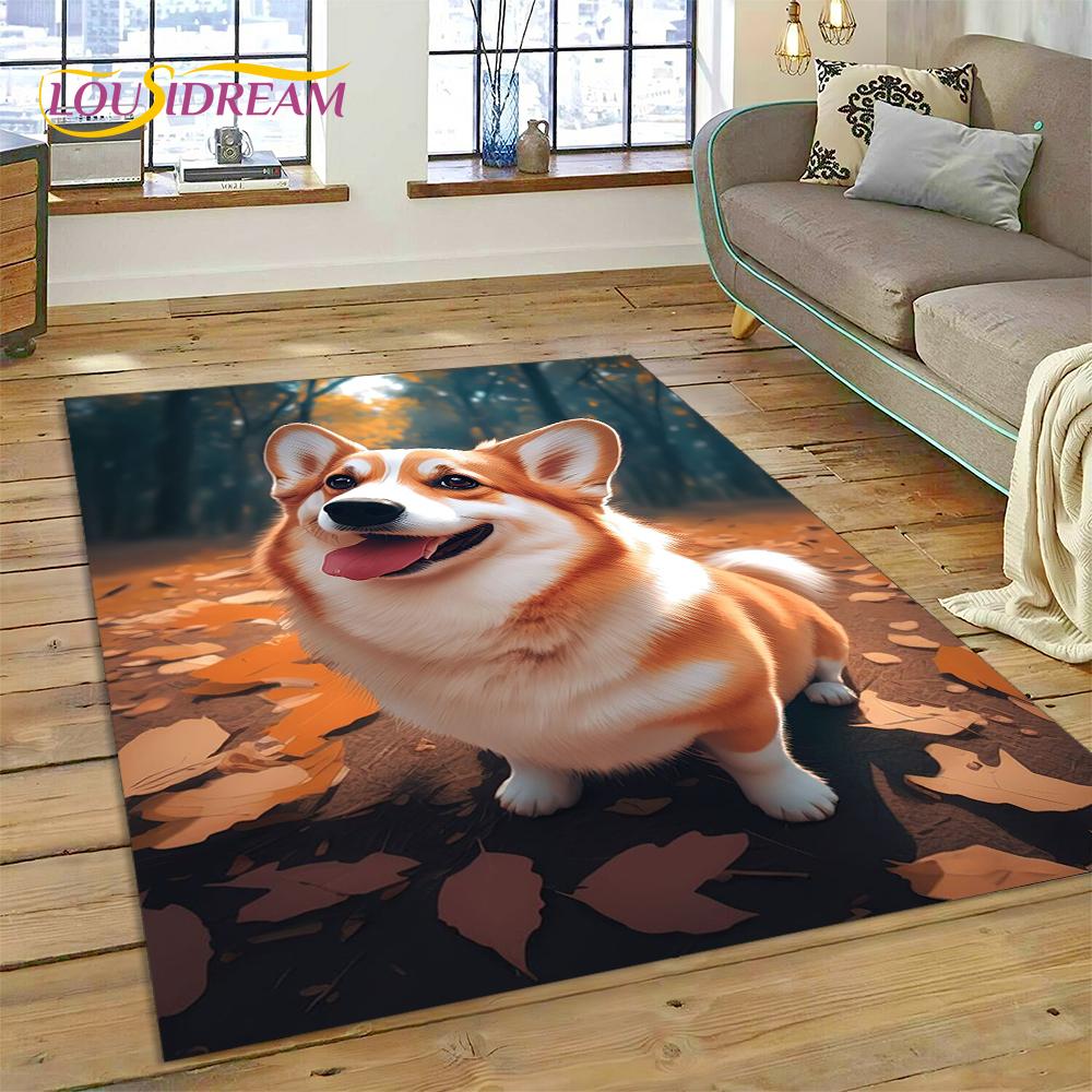 Cute Dog Cartoon Samoye,Chihuahua,Koki Pomeranian Husky Carpet Rug for Home Living Room Bedroom Sofa Doormat Decor,kid Non-slip