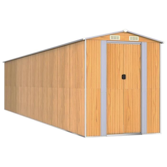 3147479 vidaXL Garden Shed Light Brown 192x855x223 Cm Galvanized Steel