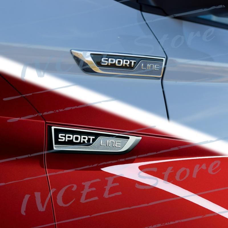 1 Set Auto Metaal Sportlijn Embleem Zijdebody Badge Sticker Voor Skoda Kodiaq Karoq Superb Octavia Fabia Rapid VRS 4X4