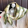 New Retro Floral Print Silk Square Scarf for Women Soft Satin Kerchief Hairband Head Hijab Female Headband Handle Bag Ribbions