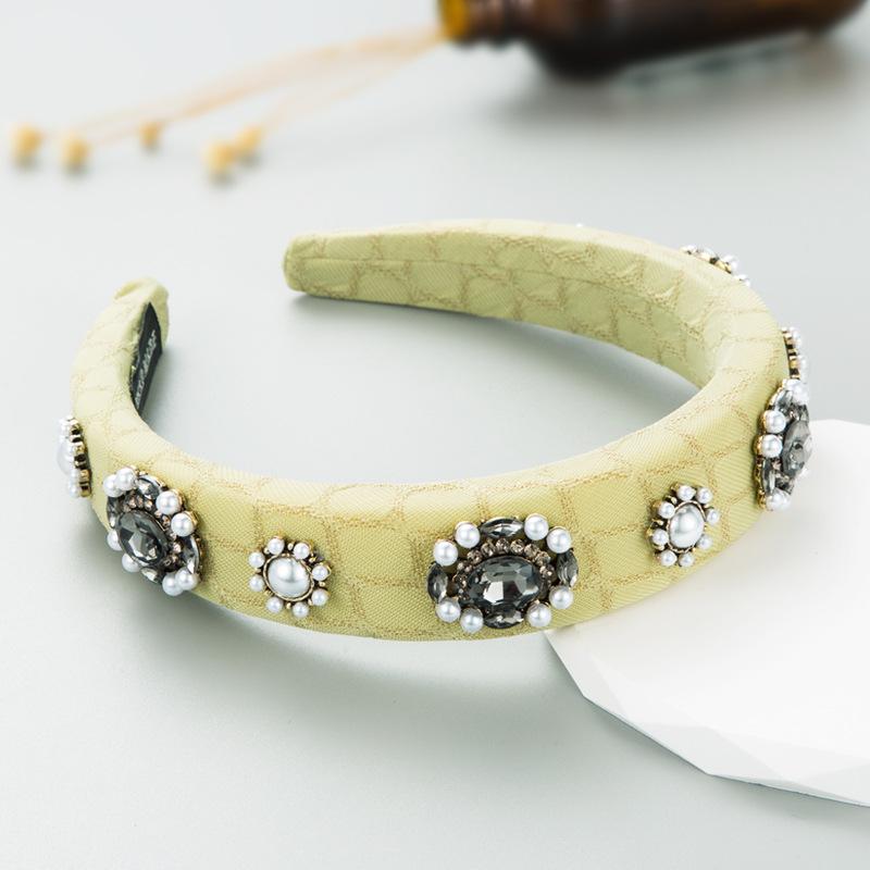Damen Haarband Feeling Vintage Glas Kristall Perle Breite Kante Haarnadel Shampoo Kopfbedeckung