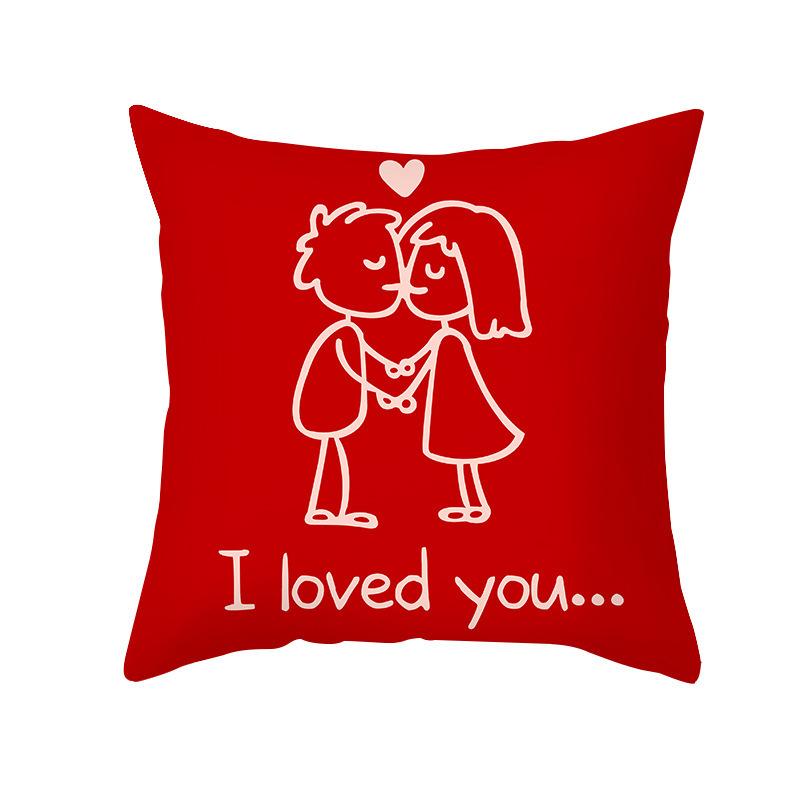 Red Double Happiness Character Pattern Throw Pillow Cover With Short Plush Print For Living Room Sofa Decoration Cushion Cover
