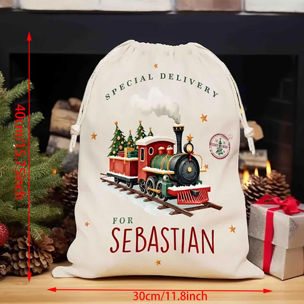 Personalisierter Weihnachts-Nikolaussack Kordelzug Geschenktasche Sonderlieferung Zugdesign Dekoration Box Heiligabend Neujahrsgeschenk