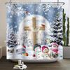 ZHL22Christmas Shower Curtain for Bathroom Waterproof Decoration with Hooks Weighted Lead Hem Heavy Duty Polyester Bath Curt2Ol%