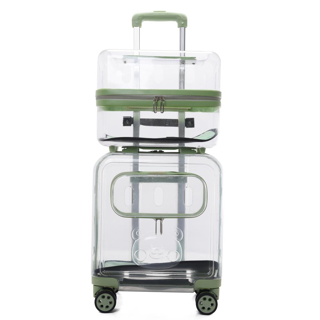 Portable Cat Bag 2 Layers Design for Outdoor Pet Trolley Case Transparent Panoramic Transport Cage Multifunctional Cat Handbag