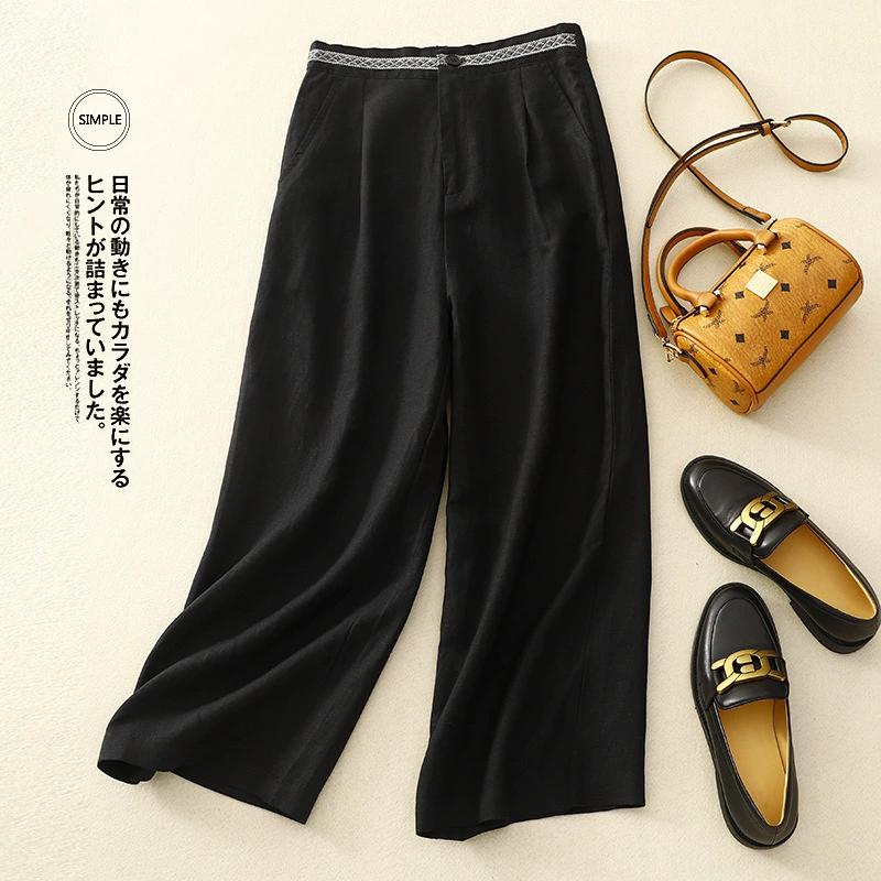 Women Spring Summer Pants Thin Elastic Waist Loose Cotton Mother Pants Casual Female Trousers