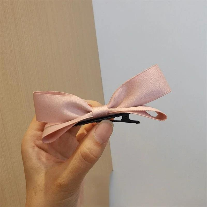Cute Stereoscopic Pink Black Bow Hairpin Cute Bow Three-dimensional Hair Clip for Girls, Pink Bangs Clip,  Top Clip