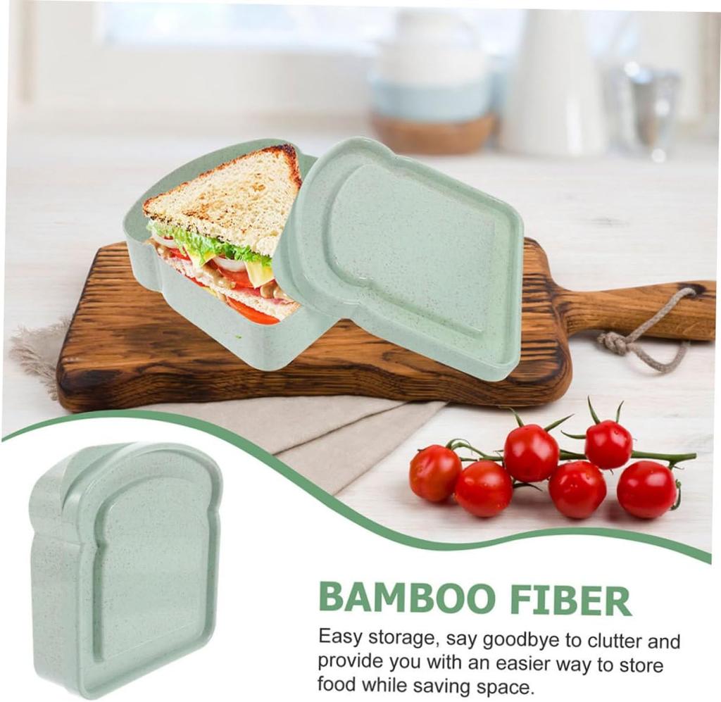 Sandwich Holder Lunchbox Bakery Boxes Bamboo Fiber Portable Lunch Box Loaf Bread Sandwich Containers Sealable Containers 1pcs