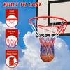 45.72cm Basketball Rim Replacement, Wall Door Mounted, Heavy Duty Flex Rim Goal with Net, Fits In-Ground & Wall-Mounted Hoops, Indoor/Outdoor (Red)