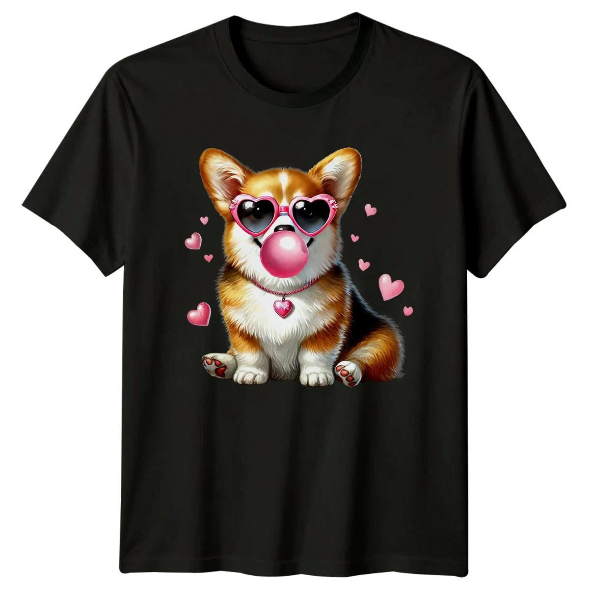 Corgi Dog Love Valentine Heart Sunglasses Animals Mens Womens Graphic Tee S