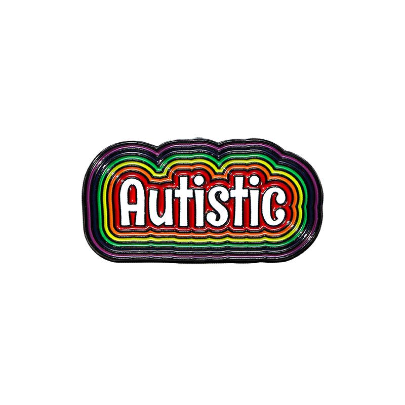 Alloy Enamel Rainbow Cartoon Letter Autistic Brooch, Anti Slip Waist Tightening Brooch, Anti Exposure Pin for Bag Clothes Decoration Badge