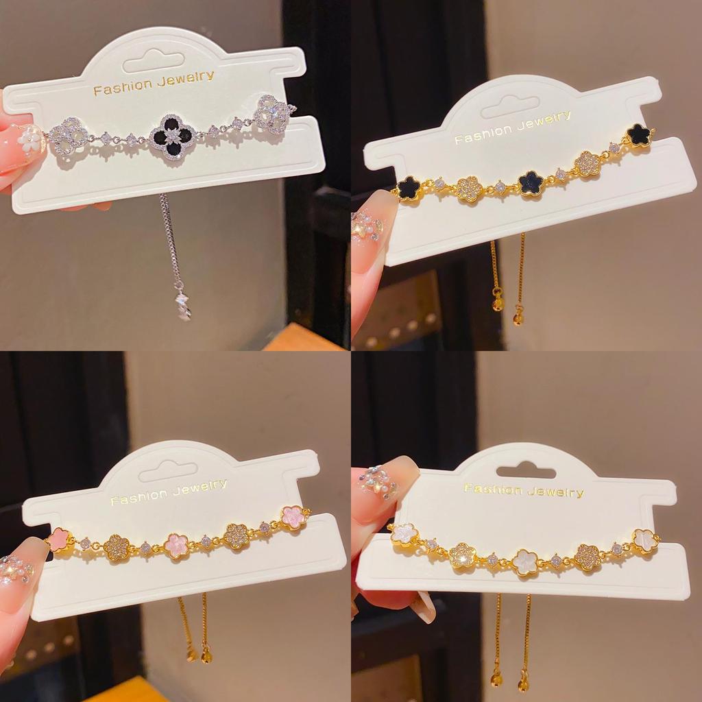Flower Jewelry Bracelet With Cubic Zirconia For Women Summer Gift Idea