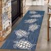 Nautical Anchor and Shell Print Non Slip Runner Rug for Indoor Outdoor Spring Easter Valentine Decor