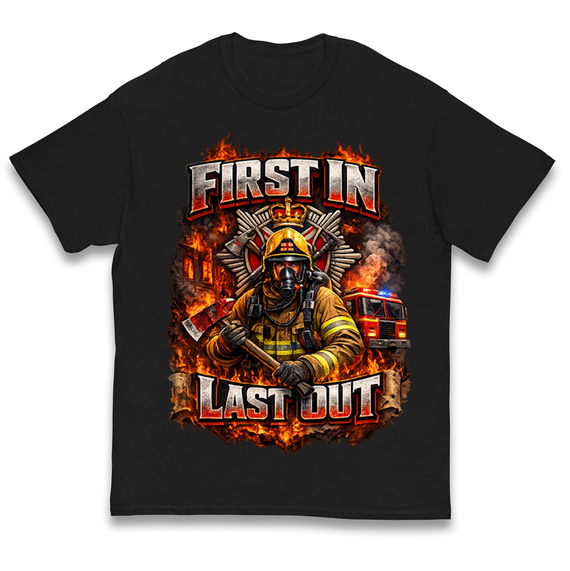 Firefighter First in Last Out Kids T Shirt 150