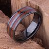 Fashion 8mm Men Titanium Steel Koa Wood Rings For Men Women Dome Polished Stainless Steel Rings Men Wedding Band Jewelry Gifts