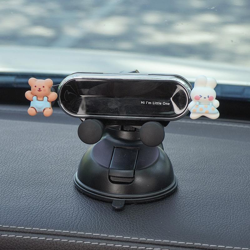 Cute Cartoon Suction Cup Car Phone Holder Dashboard Mount Design Stable Anti-shake Structure Perfect for Safe Navigation