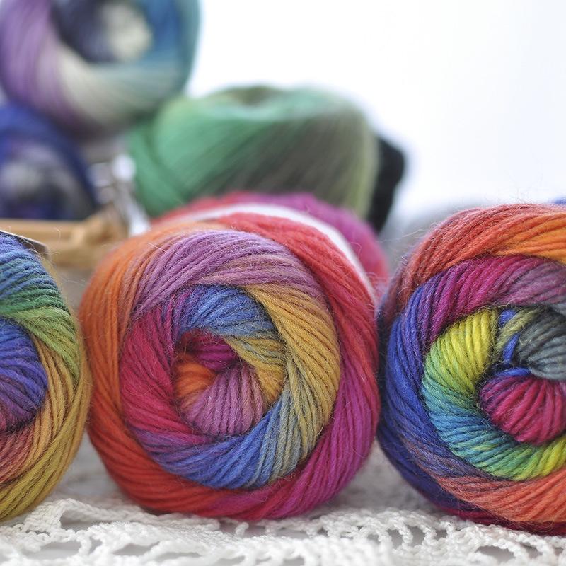 100%Cashmere Pure Wool Yarn Anti-Pilling Anti-Bacteria Space-Dyed Multicolor Yarn for Hand Knitting Sweaters Shawl 50g
