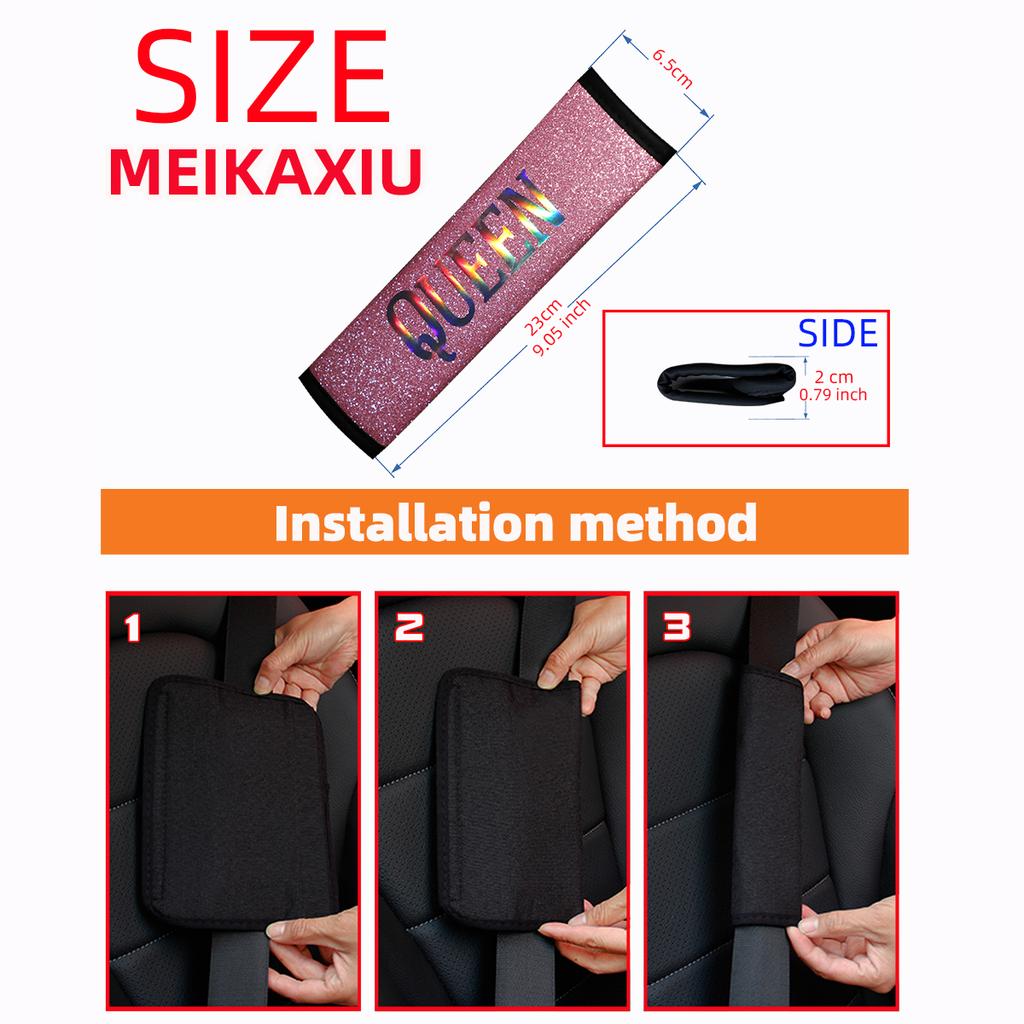 QUEEN Women decorated with glitter colorful Blingbling car seat belt cover Shoulder sleeve Car interior supplies seat belt