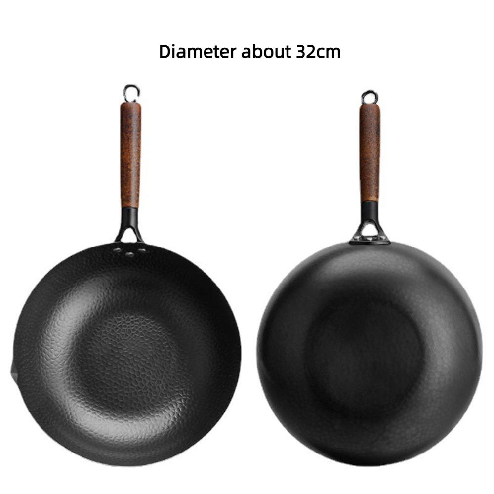 Thickened Chinese Wok Hand-forged Iron Wok Durable Cast Iron Pan  for Gas Induction Cooker