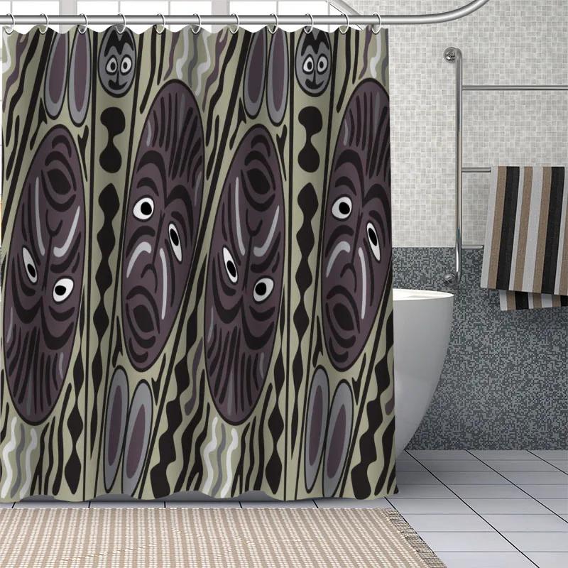 African Ethnic Flower Pattern Shower Curtains Geometry Bathroom Curtain Fabric Waterproof Polyester For Bathtub Decor With Hooks