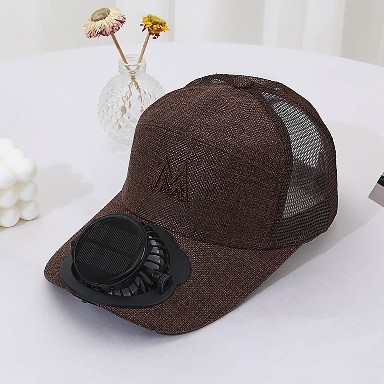 

Solar Charging Fan Hat Sunshade Sun Breathable Cap Outdoor Leisure Construction Work One Size кофейный