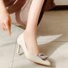 High Heels Women's Thin Heel Pointed 2025 Spring/Summer/Autumn New Water Diamond Square Buckle Fairy Style High Heels